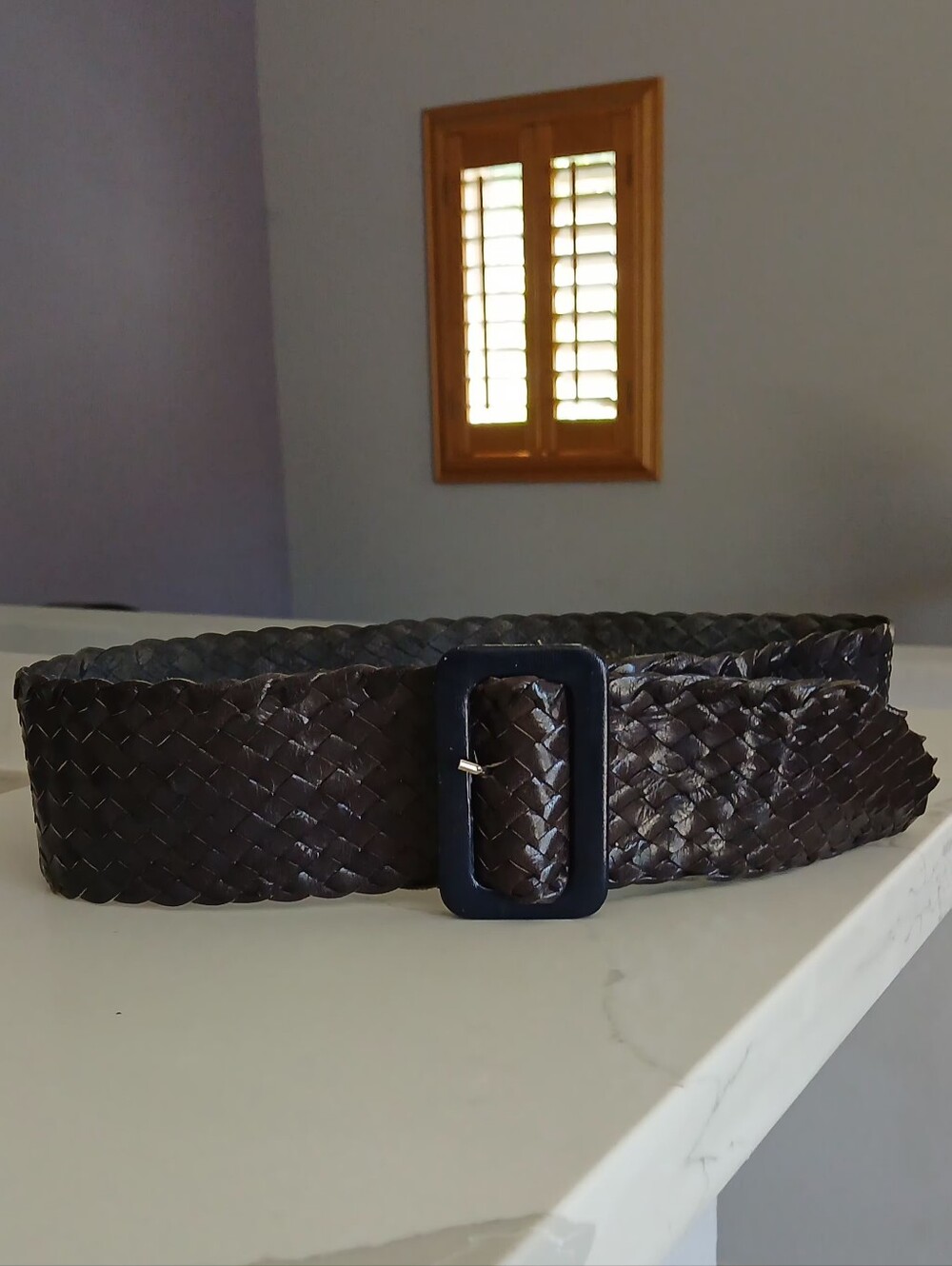 Stephane Kelian Vintage Woven Belt in Black Leather.